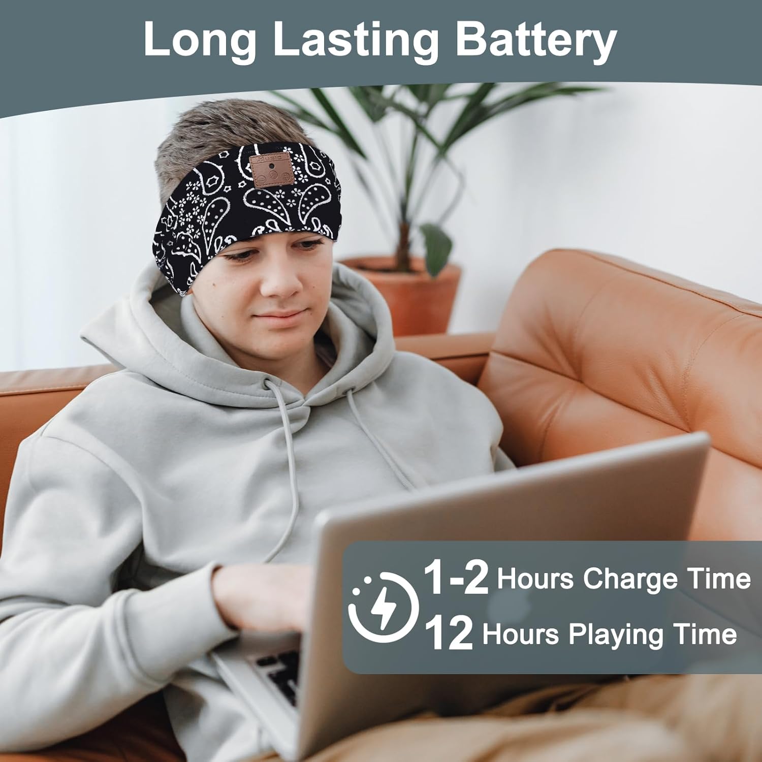 2-Pack Upgraded Wireless Bluetooth Headband for Side Sleepers, Running, Travel, Meditation