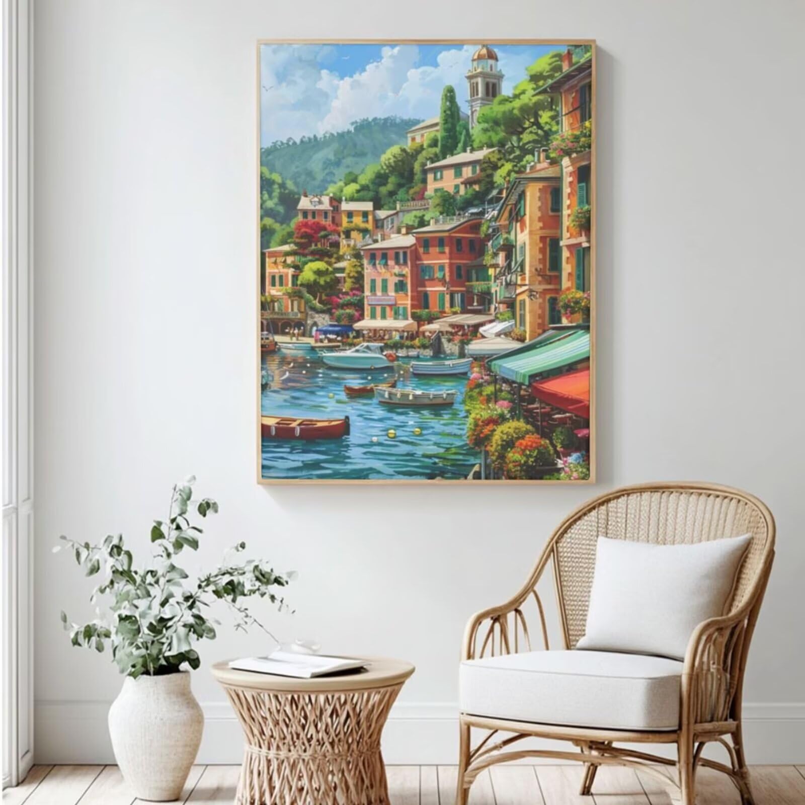 Malen Nach Zahlen Landschaft, DIY Ölgemälde Malen Nach Zahlen Erwachsene Architektur, Painting by Numbers Anfänger mit 6 Pinseln und Acrylfarben, für Haus Wand Deko - (75x100 cm, Ohne Rahmen) MK163