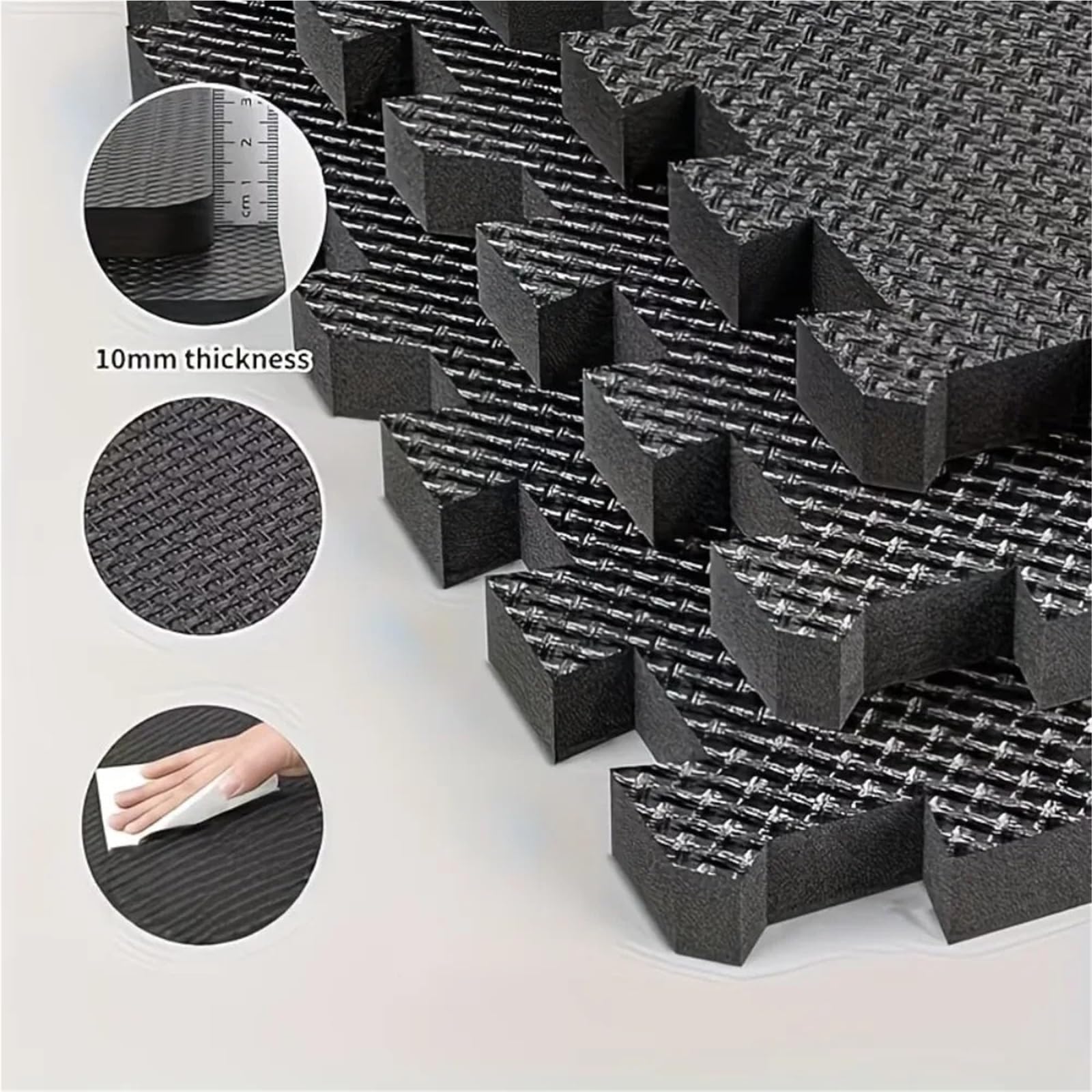 Losetas De Caucho Protección del Piso de Las esteras Espuma EVA Negras 10 Piezas for la Yoga