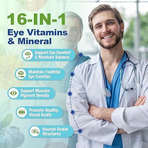 Miniatura 4 de AREDS 2 Vitaminas para los ojos y extracto mineral de arándano Omega-3, vitamina ocular para personas mayores, salud macular y ojo seco, vitaminas