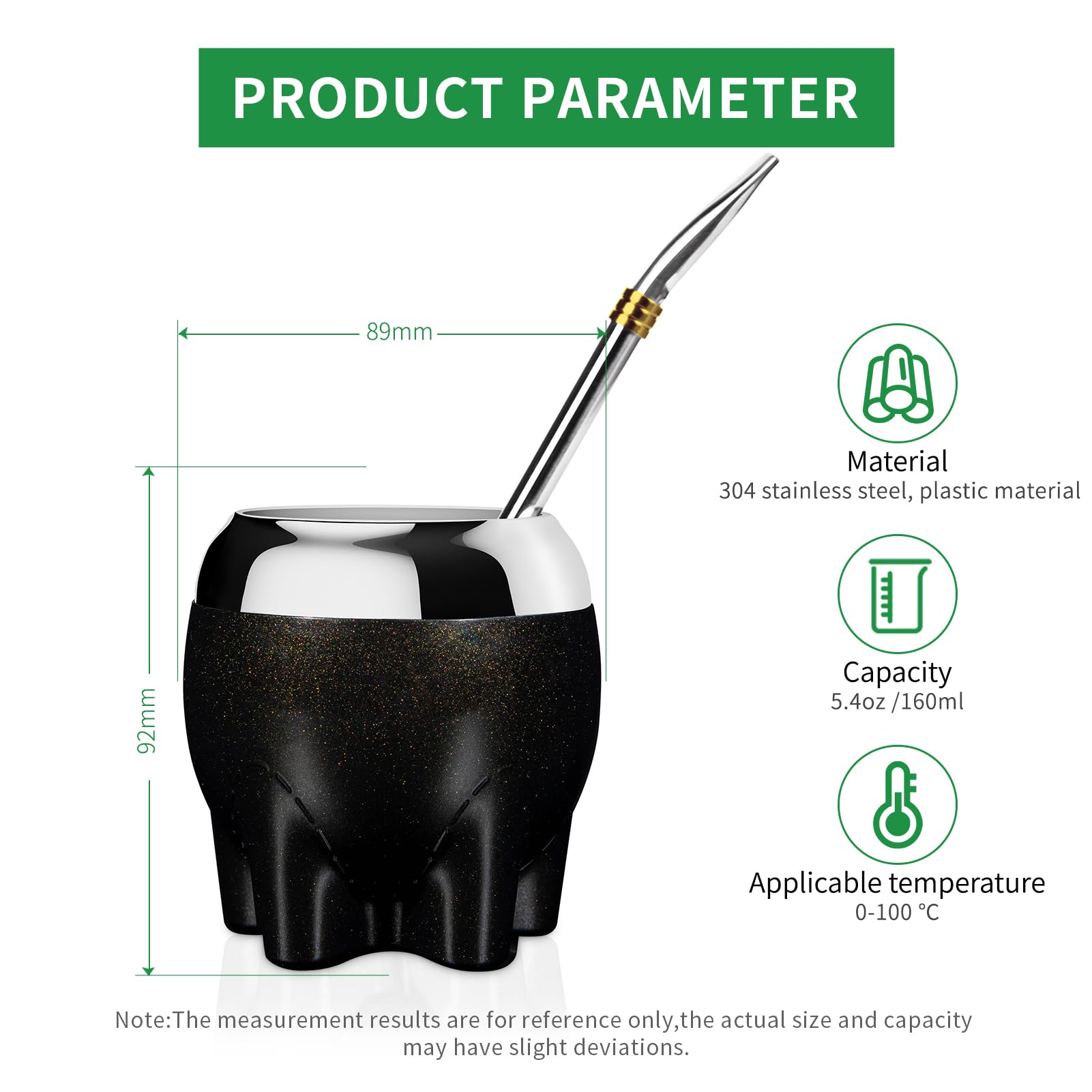 Cuopru Yerba Mate Ensemble de tasses 5 en 1 en acier inoxydable avec gourde en acier inoxydable (étoiles pailletées, style éléphant mignon), paille Bombilla et ensemble façonneur de thé, 153,1 g