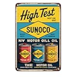 Motor Oil High Test tin sign Vintage Sunoco Motor Oil Metal Sign Print Aesthetic for Garden Yard Bar Porch Home Bedroom Kitchen Wall Decor Decor Gift 8 x 12 Inches