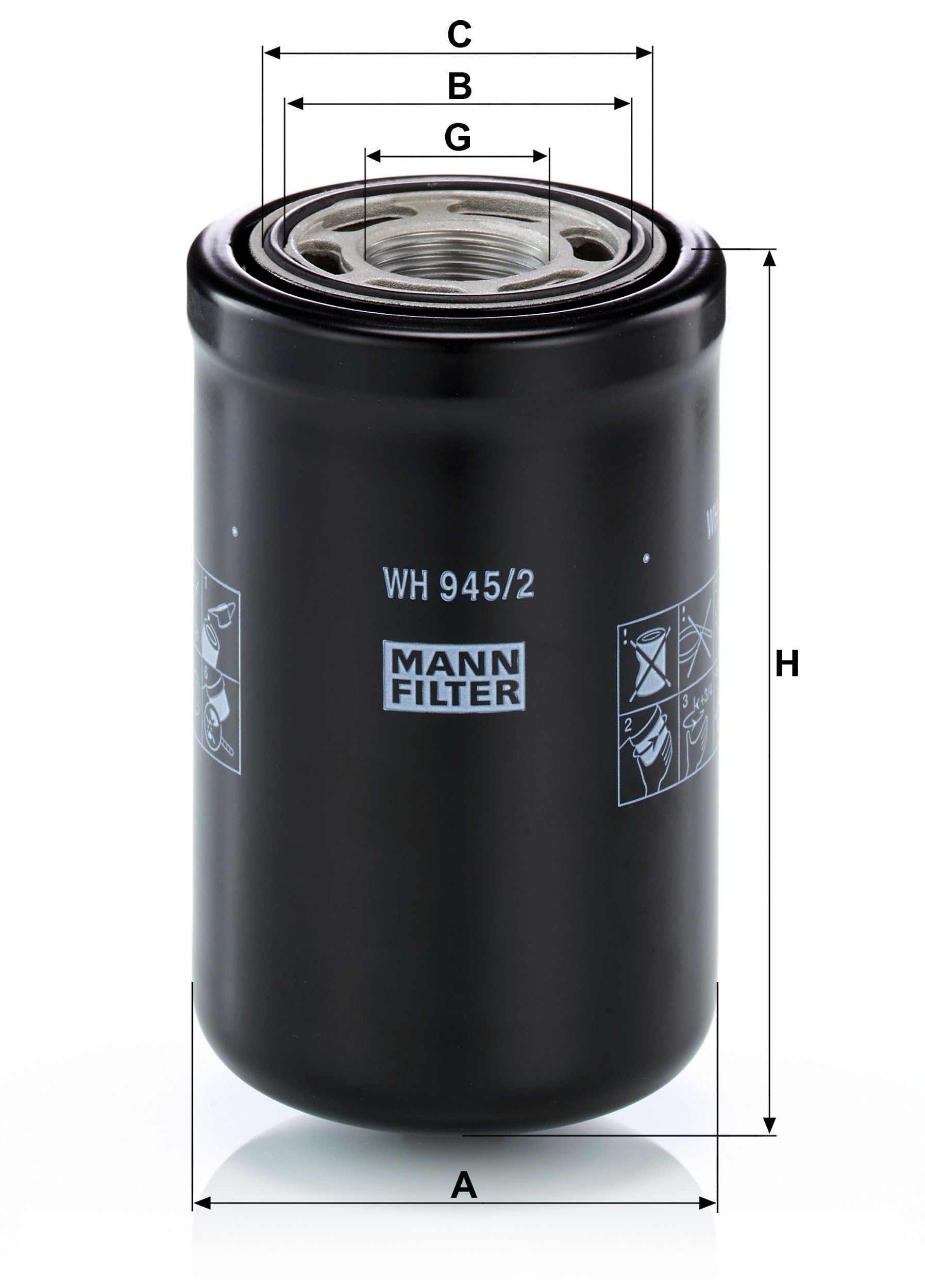 MANN-FILTER WH 945/2 Filtro Olio Per Sistema Idraulico - 96x63x70 Mm, Qualità OE Per Applicazioni Off-Highway