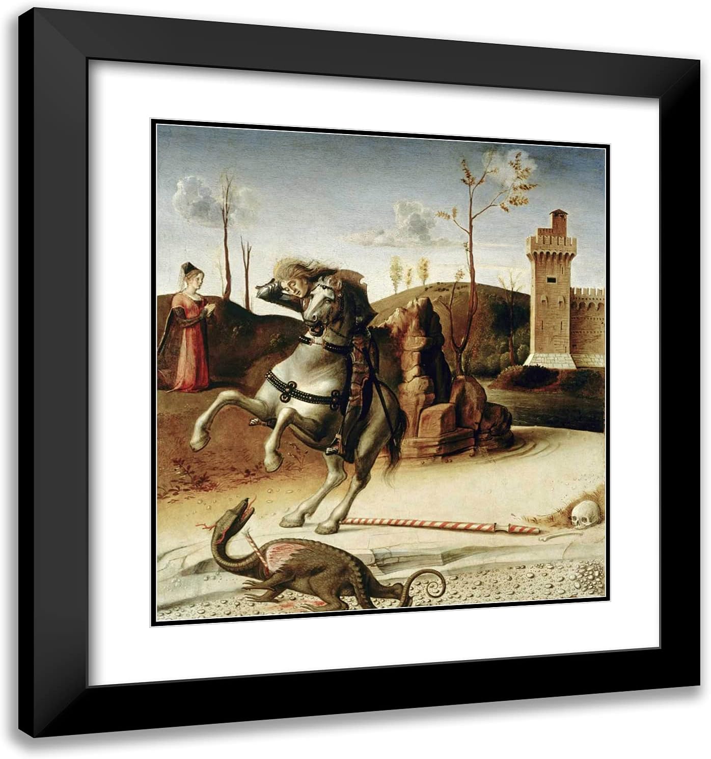 ArtDirect Bellini, Giovanni 20x21 Gold Ornate Framed Art Print with Double Matting Titled: Saint George From the Pala Pesaro