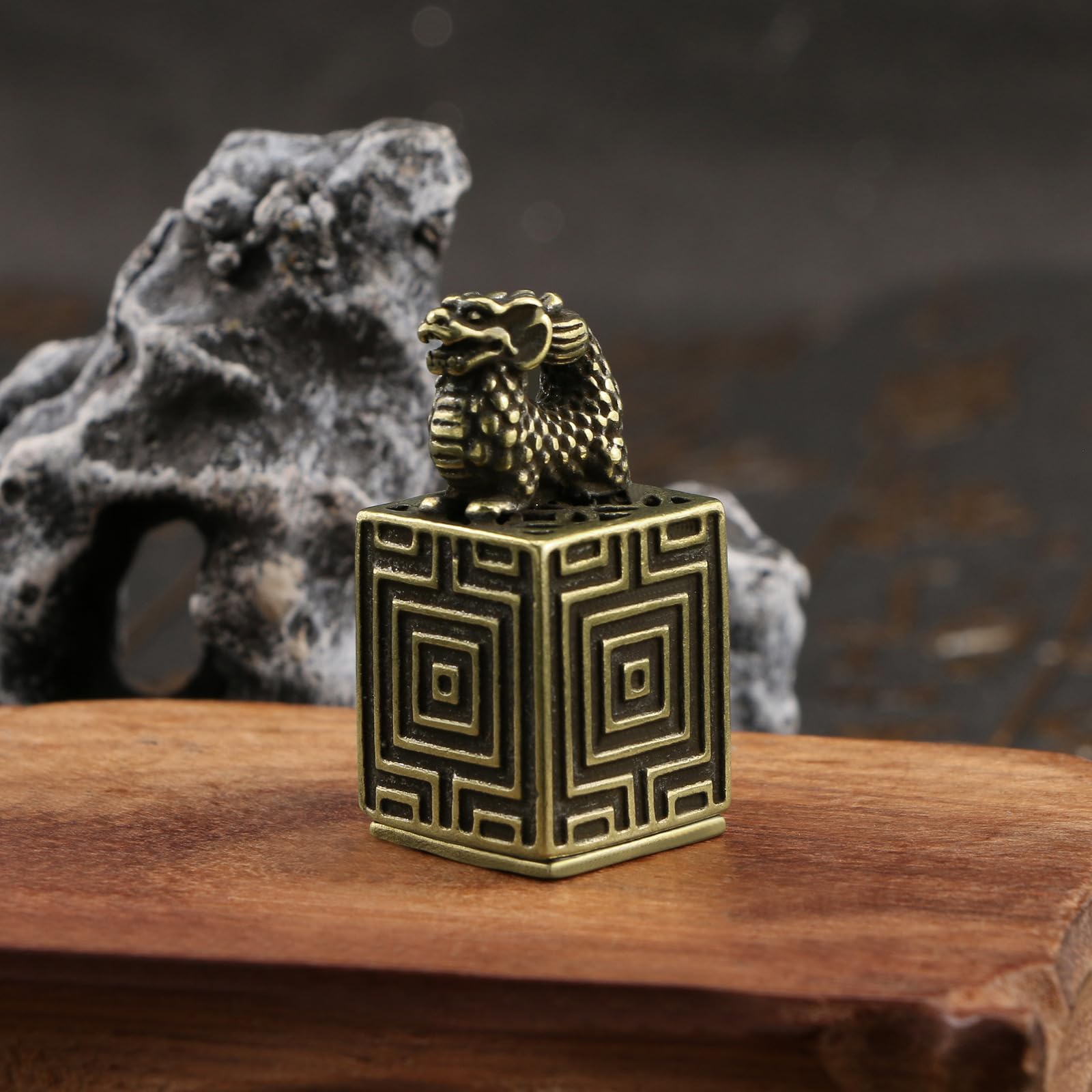 NBKLSWSUI Handmade Bronze Stone Lion Seal Sculpture Figurine Sculture