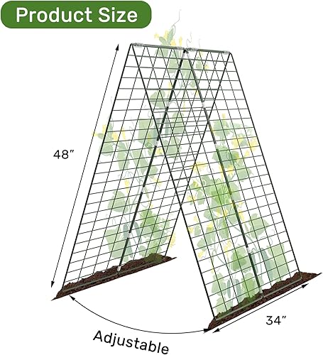 Miniatura 2 de AGTEK Enrejado plegable de pepino de 34 x 48 pulgadas con estacas de jardín y bridas de cremallera, soporte para plantas, un marco de enrejado de