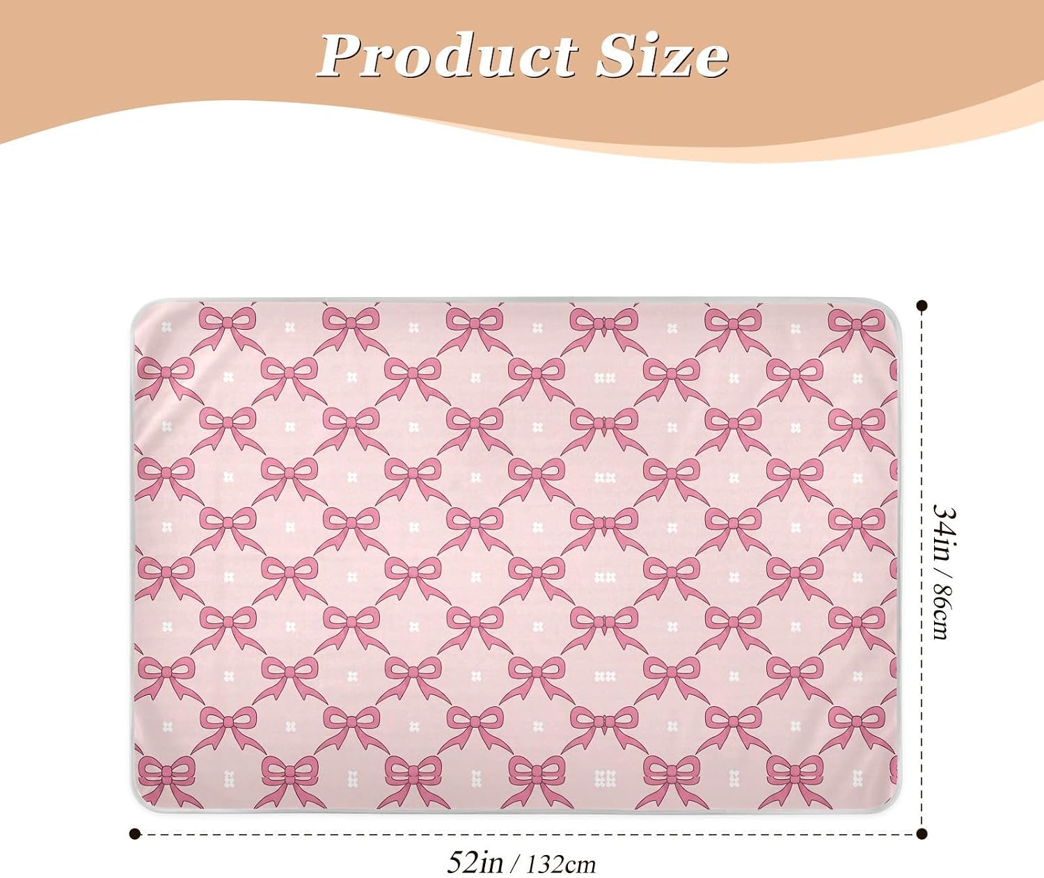 CEBUGI 34” x 52”Washable Underpads Heavy Absorbency Waterproof Incontinence Bed Pads Bow Pattern Pee Pads for Adults Kids and Baby