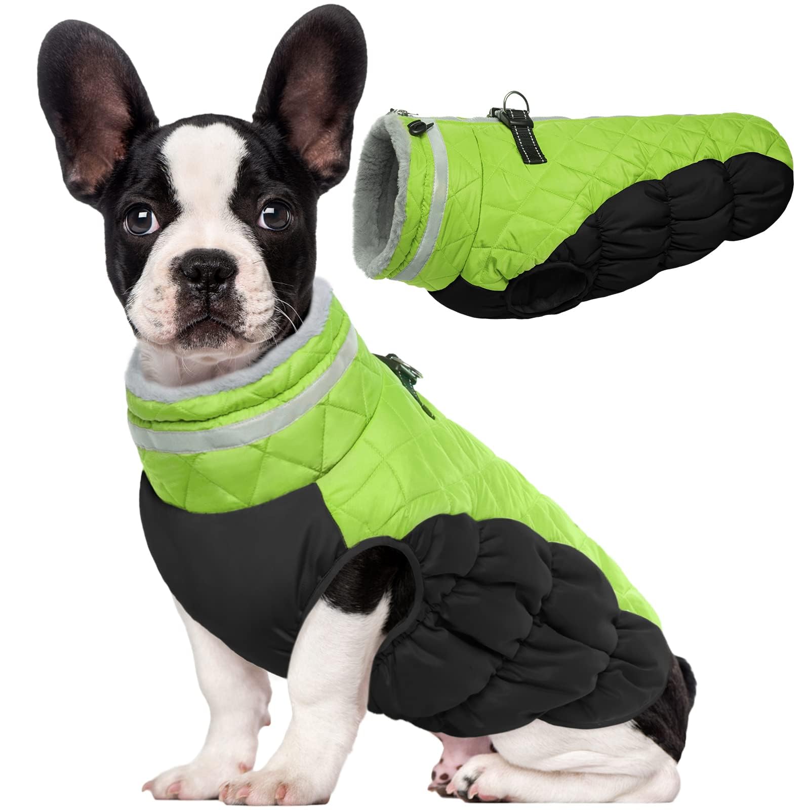 Lelepet Dog Coat Warm Dog Winter Coat Waterproof Dogs Jacket with Harness Built in Reflective Pet Fleece Vest Zip-Up Cold Weather Coats for Small Dogs