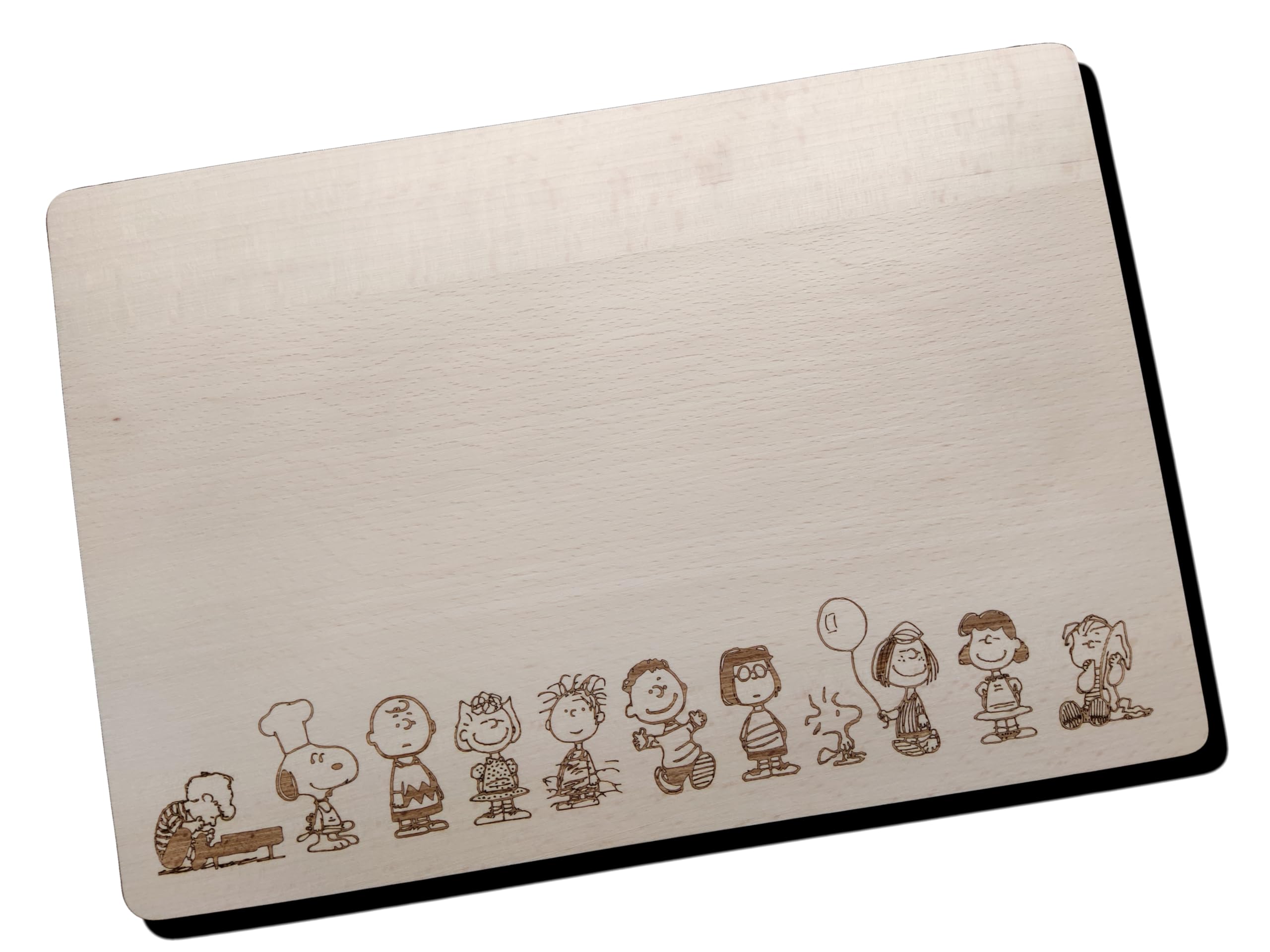Charlie Brown Snoopy Woodstock Inspired Wooden Cheese Chopping Board Wood Cooking Baker Present Gift Fan, Light Brown, 35L x 24W cm - Image 2