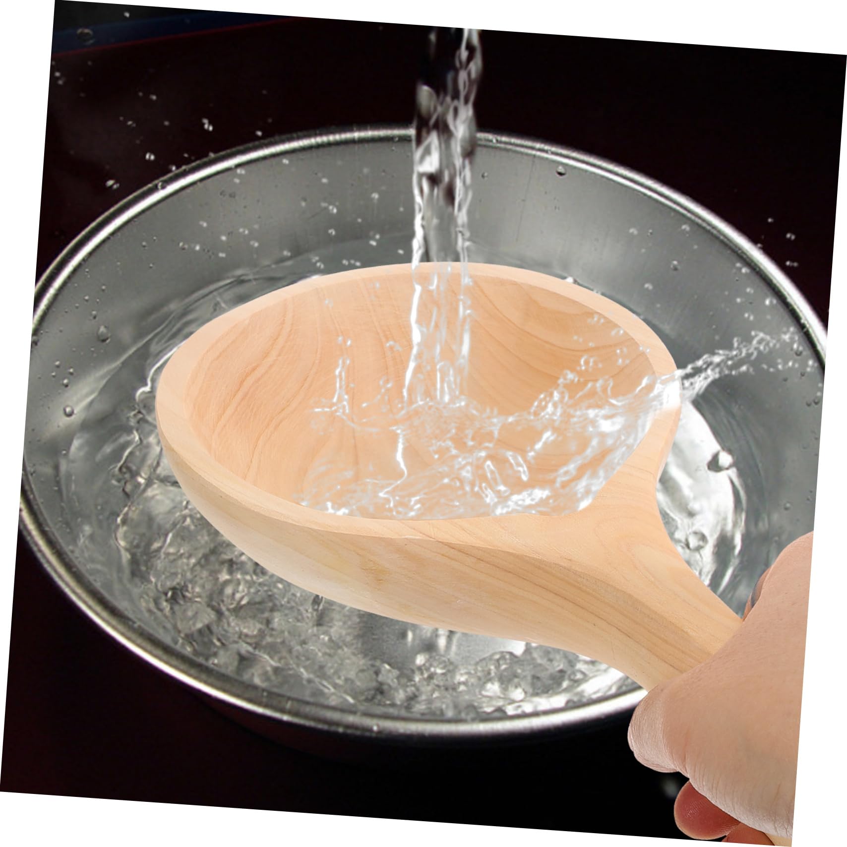 Alipis Cucharón de Agua de Madera Diseño Único, Utensilio de Cocina Práctico y Ahorrador, Adecuado para Cantinas y Hoteles