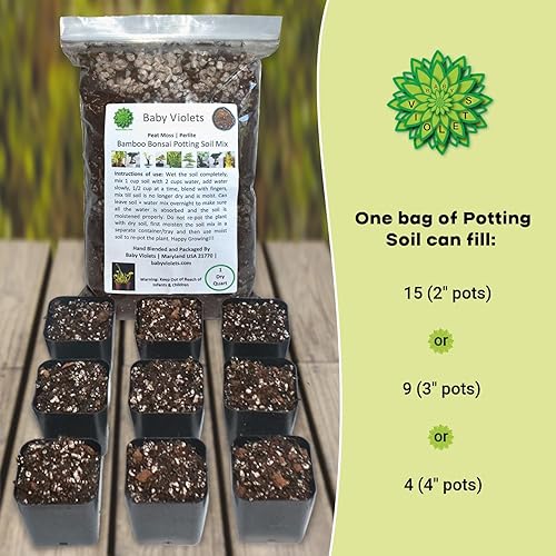 Miniatura 4 de Mezcla de tierra para macetas de bonsái de bambú (3 tazas  1 cuarto de galón), perlita y musgo de turba