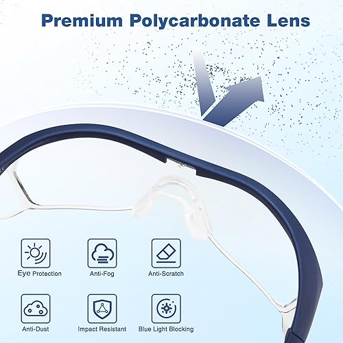 Miniatura 3 de WORKPRO Paquete de 3 gafas de seguridad Z87.1 anti niebla protección ocular gafas de seguridad ideales para laboratorio, viajes, carpintería dental