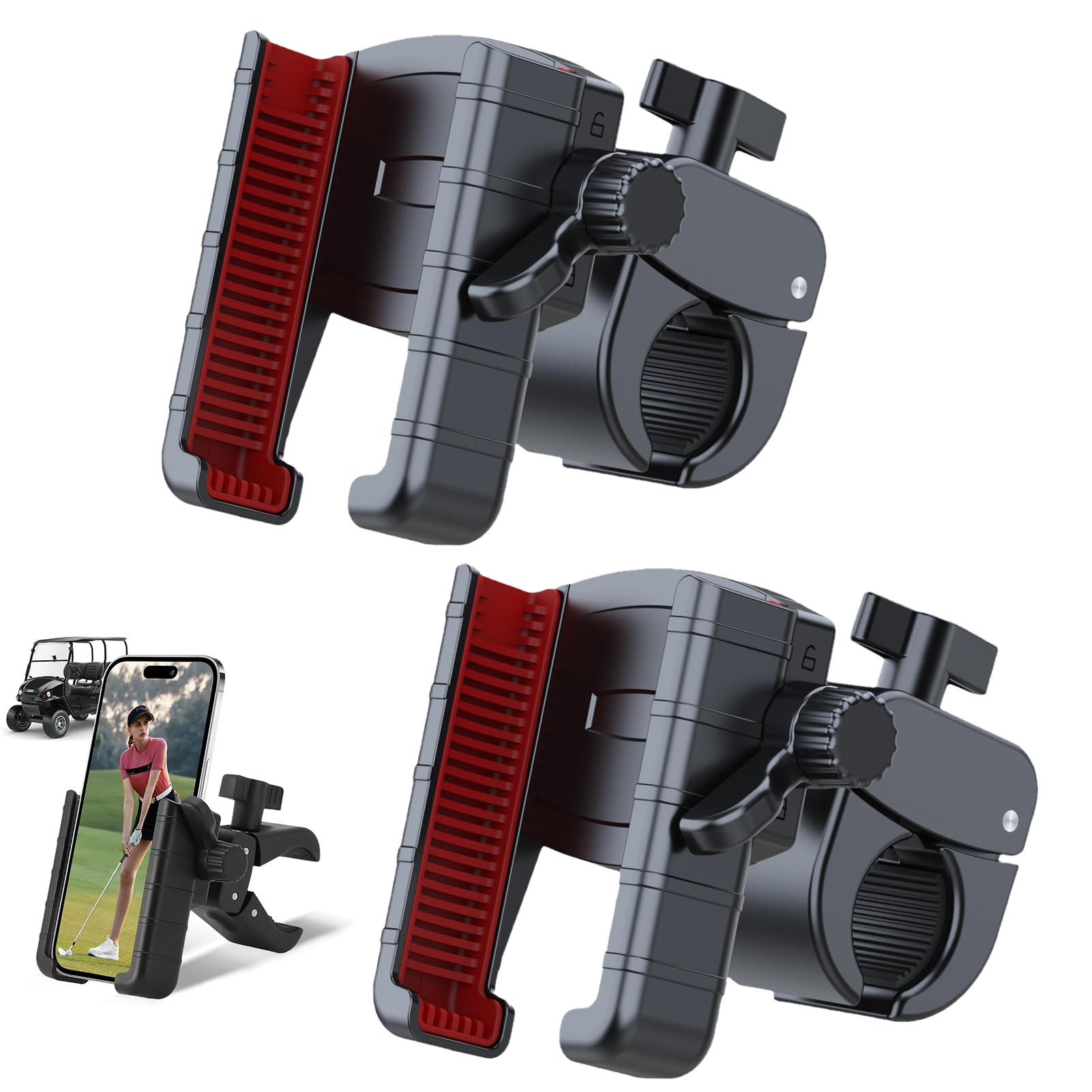 Support de téléphone portable pour chariot de courses, rotation à 360 degrés, compatible avec la plupart des smartphones et étuis de téléphone portable, convient pour chariot de golf, chariot