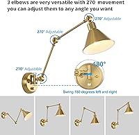 Vista 5 de TRLIFE Aplique de pared con control remoto, apliques de pared de latón cepillado enchufables, regulables y con temperatura de color ajustable