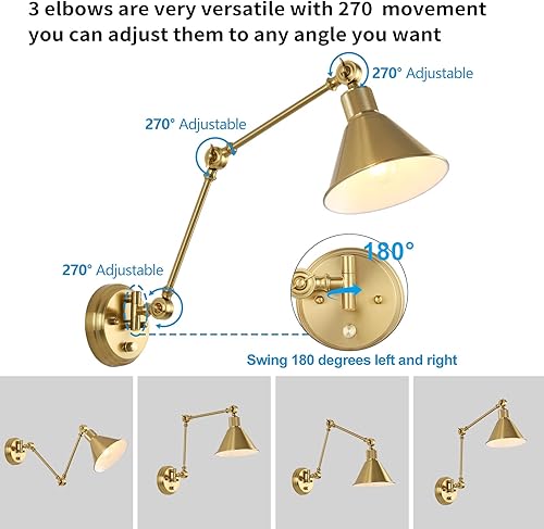 Miniatura 5 de TRLIFE Aplique de pared con control remoto, apliques de pared de latón cepillado, regulables y con temperatura de color ajustable, 2700 K-6000 K,