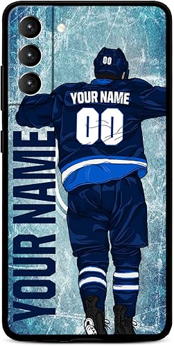 Miniatura 6 de VNGDA Funda personalizada de hockey sobre hielo con nombre y número para Samsung Galaxy S22 S23 S21+ S20 Ultre S21 FE S10 S8 S9 Plus, silicona