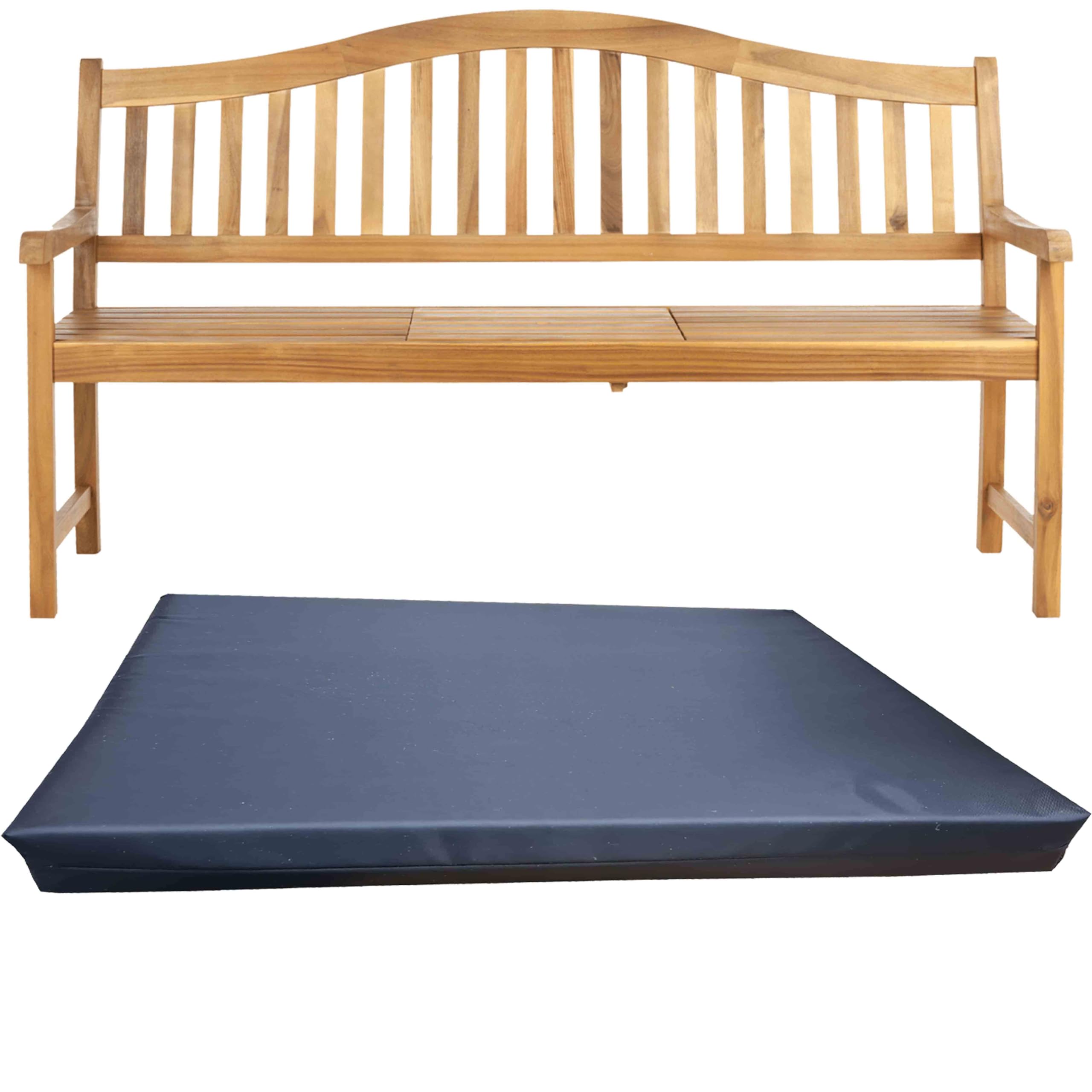 GRIZZLY FOAM Waterproof 1 2 3-Seater Indoor/Outdoor Bench Pad Seat Cushion Garden Furniture Comfortable with Removable Cover Ask for Any Customized Size (Navy, 18x55x2inch 45x140x5cm)
