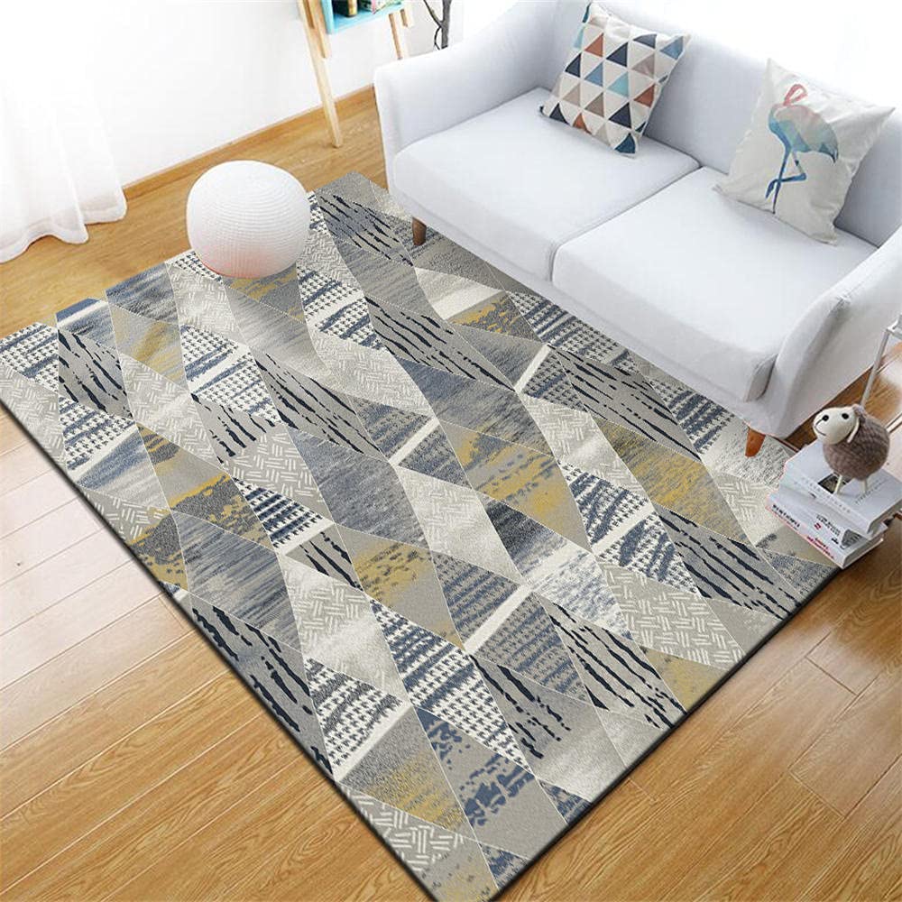 Tapis motif diamant moderne 80x120cm jaune orchidée et gris tendance