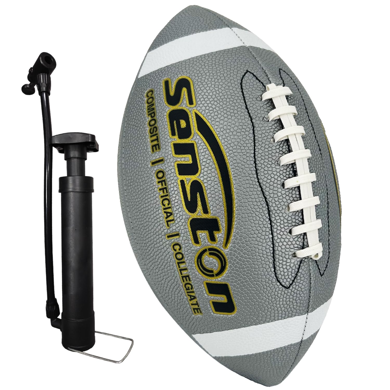 Senston Football Size 9/6 - Premium Composite Leather High School/Kids/Youth Football with Pump Size Foot Ball with Pump