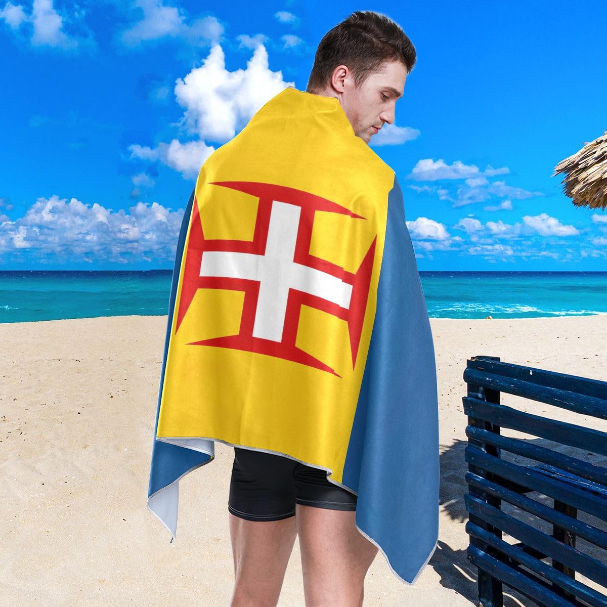 Telo Mare Oversize Con Bandiera Palestina | 180x70 Cm | Asciugamano Leggero E Pieghevole