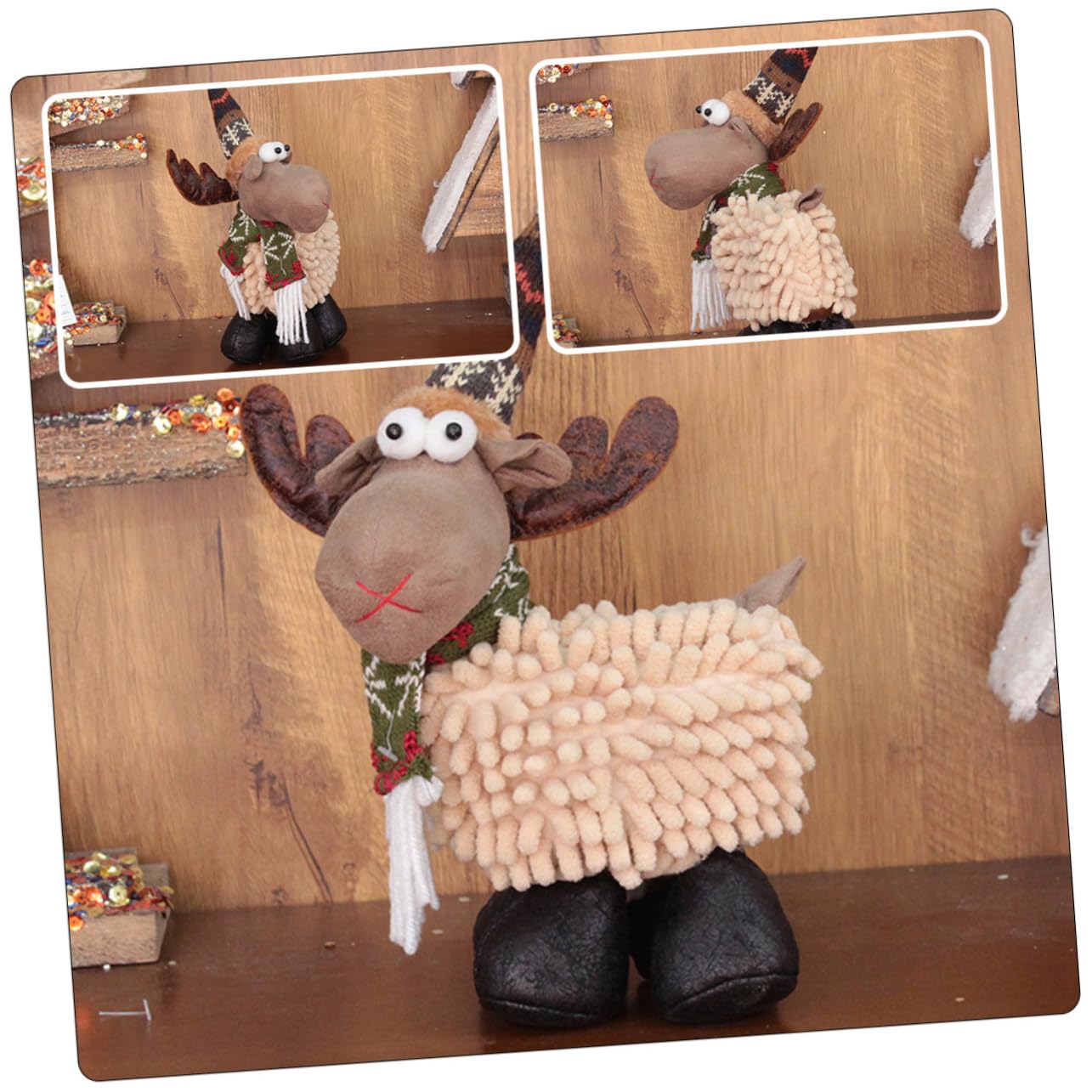 PRETYZOOM 3 Piezas Adornos de Navidad Juguetes de Peluche de Navidad Estatua de venado Feng Shui Decoraciones navideñas muñecos navideños decoración navideña de Renos muñecas de Alces Tela