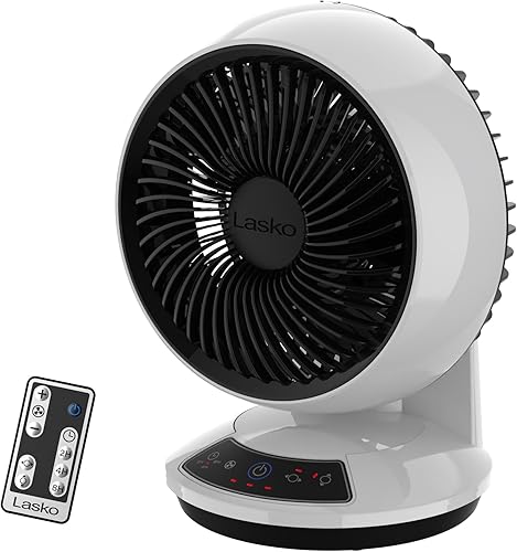 Lasko Whirlwind A12557 - Ventilador de mesa con circulación de aire orbital, 3 velocidades, temporizador, modo oscuro, control remoto para