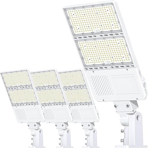 4 Pack 320W LED Parking Lot Light with Photocell Commercial LED Shoebox Lights 5000K IP65 Outdoor Area Sport Court Street Road Lighting AC100~277V Arm & Slip Fitter Mount