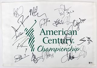 American Century (17) Romo, Rice, Bettis, Pederson Signed Pin Flag BAS #A88337 - Autographed Golf Pin Flags