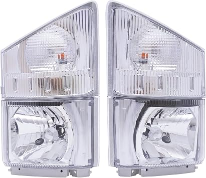 Headlight with Corner Lamp For ISUZU 08-20 NPR NPR-HD NQR NRR Halogen Headlamp Driver Left Side Replacement Not Included LED Daytime Running Light 1* Left Side