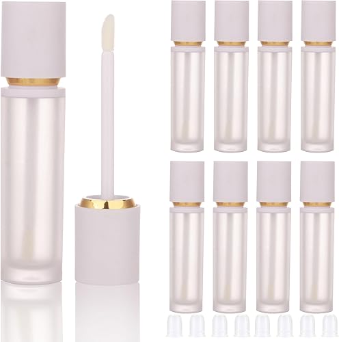 Miniatura 8 de 8 Uds., tubos de brillo de labios gruesos negros vacíos de 0.3 fl oz tubo de brillo de labios con aplicador de varita para botellas de tinte de