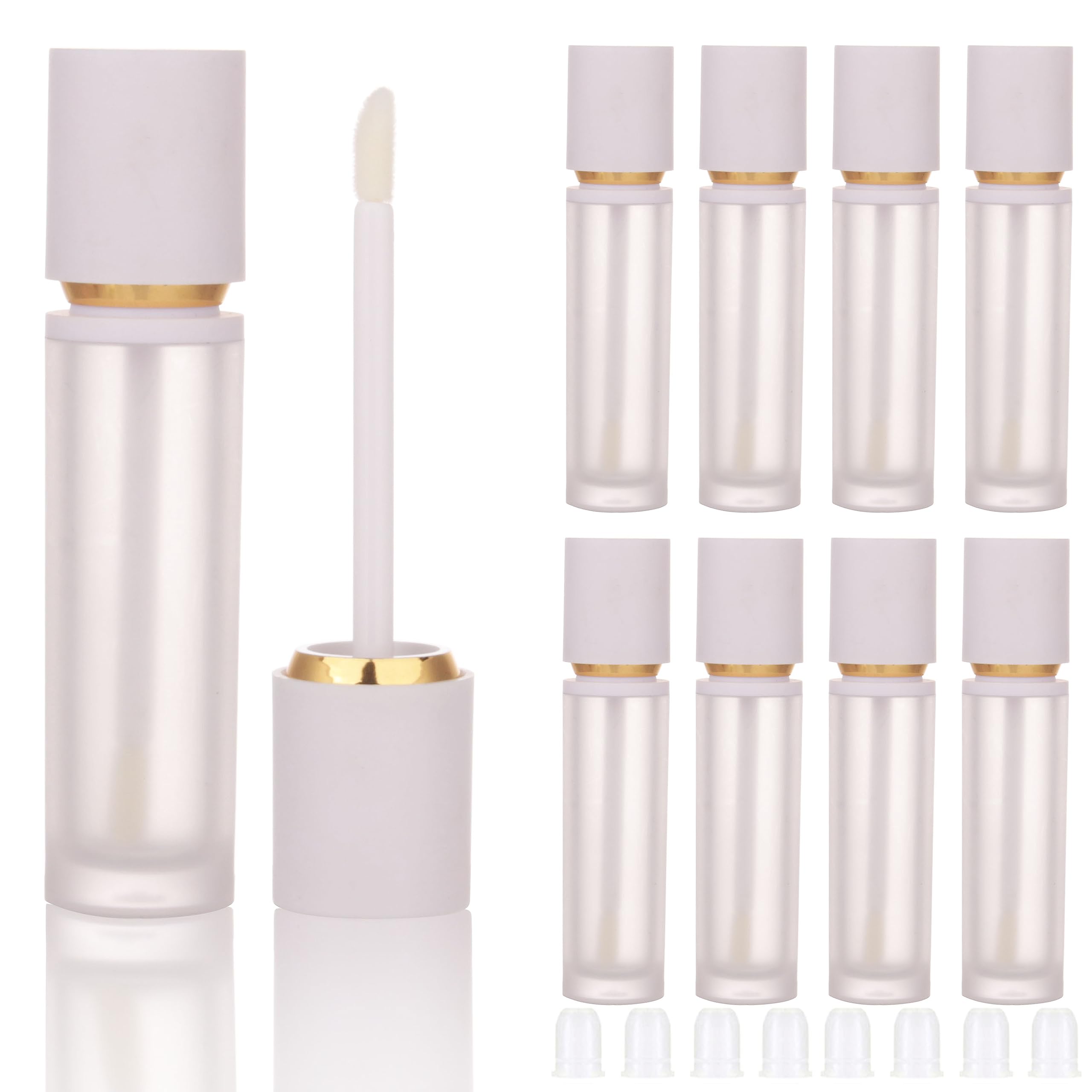COSIDEA 8PCS Empty White thick Lip Gloss Tubes 8ml lipgloss Tube with Wand Applicator for Lip oil tint bottles container