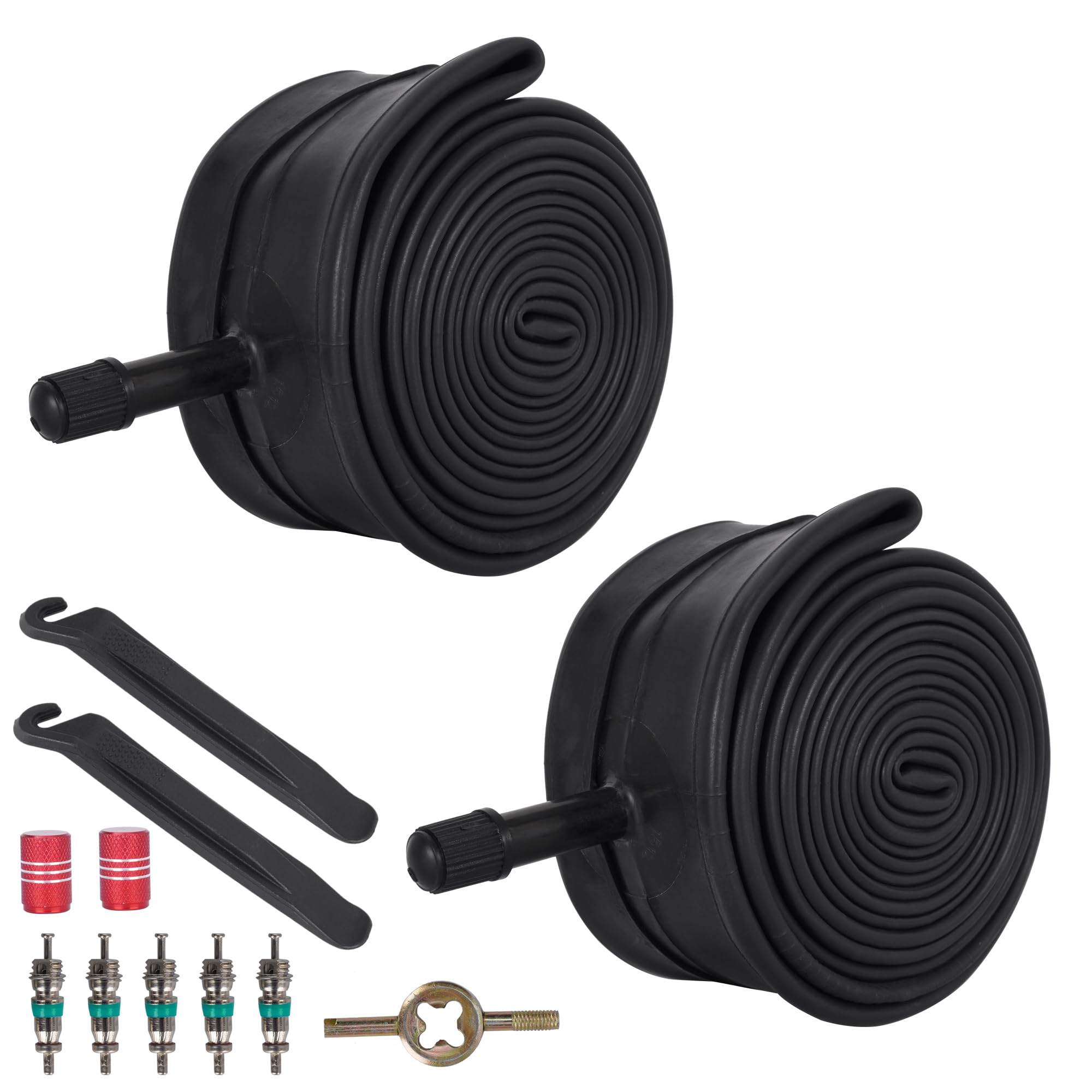 RUTU 27.5 Bike Tube 27.5x1.75/1.95/2.10/2.125 Bicycle Tube AV32mm Schrader Valve Compatible with Mountain Trail Cruisers MTB City Bike Tires with Tire Levers 2 Pack