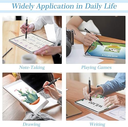 Miniatura 6 de Mixoo Lápiz óptico retráctil para pantallas táctiles, lápiz digital universal de alta sensibilidad con 3 puntas de disco reemplazables para iPad,