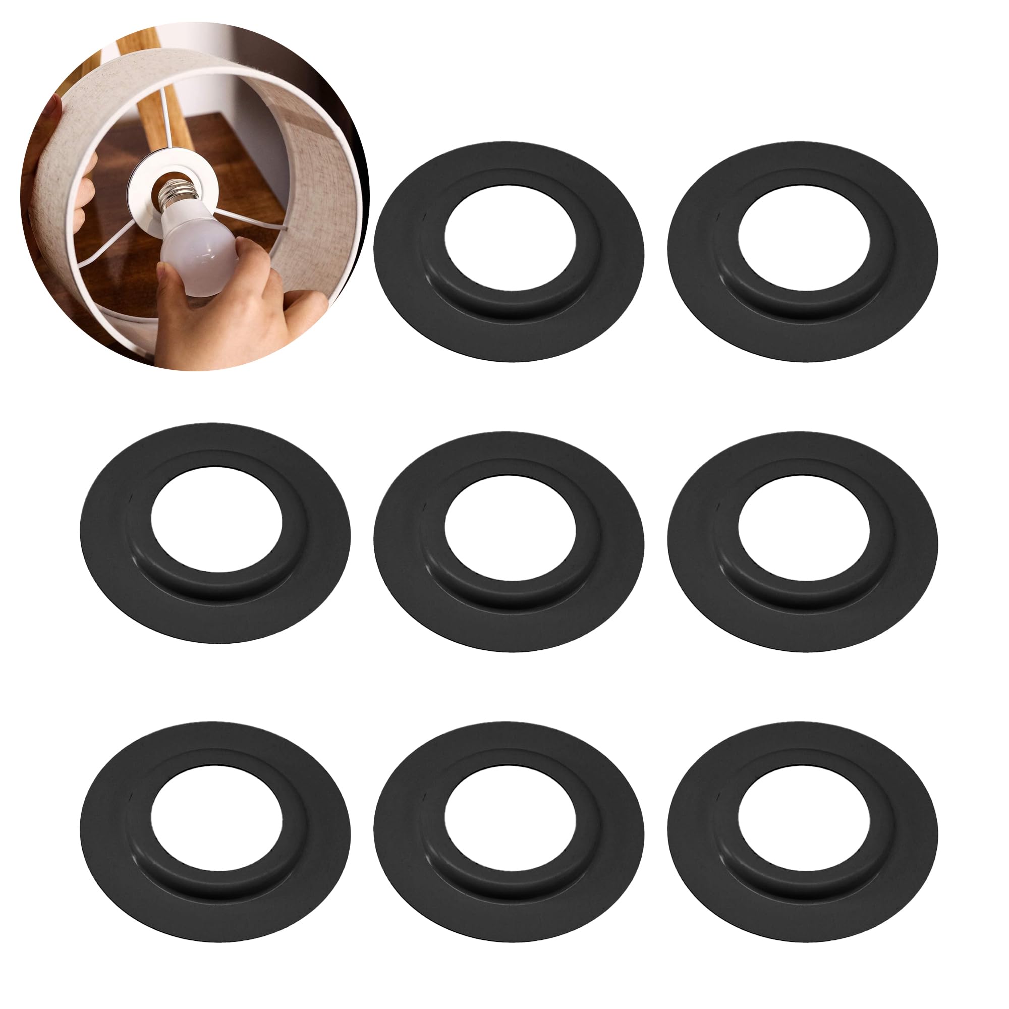 8 Pcs Black Lampshade Reducer Ring Adapter for E26/E27 Light Bulb Holders