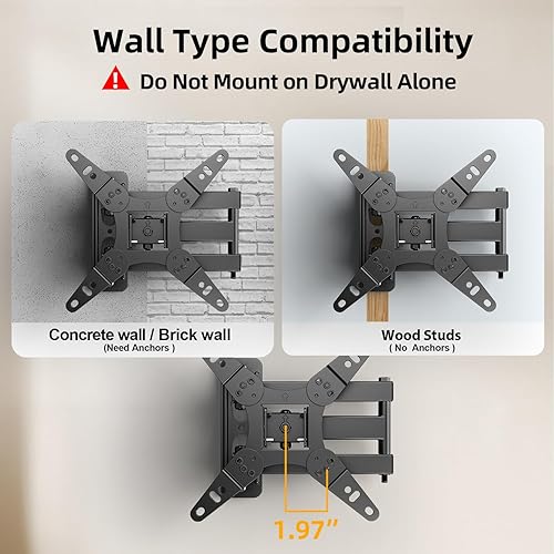 Miniatura 7 de Soporte de pared para TV de movimiento completo de 32+ 40 pulgadas para televisores y monitores de 13 a 43 pulgadas, soporte de montaje de TV