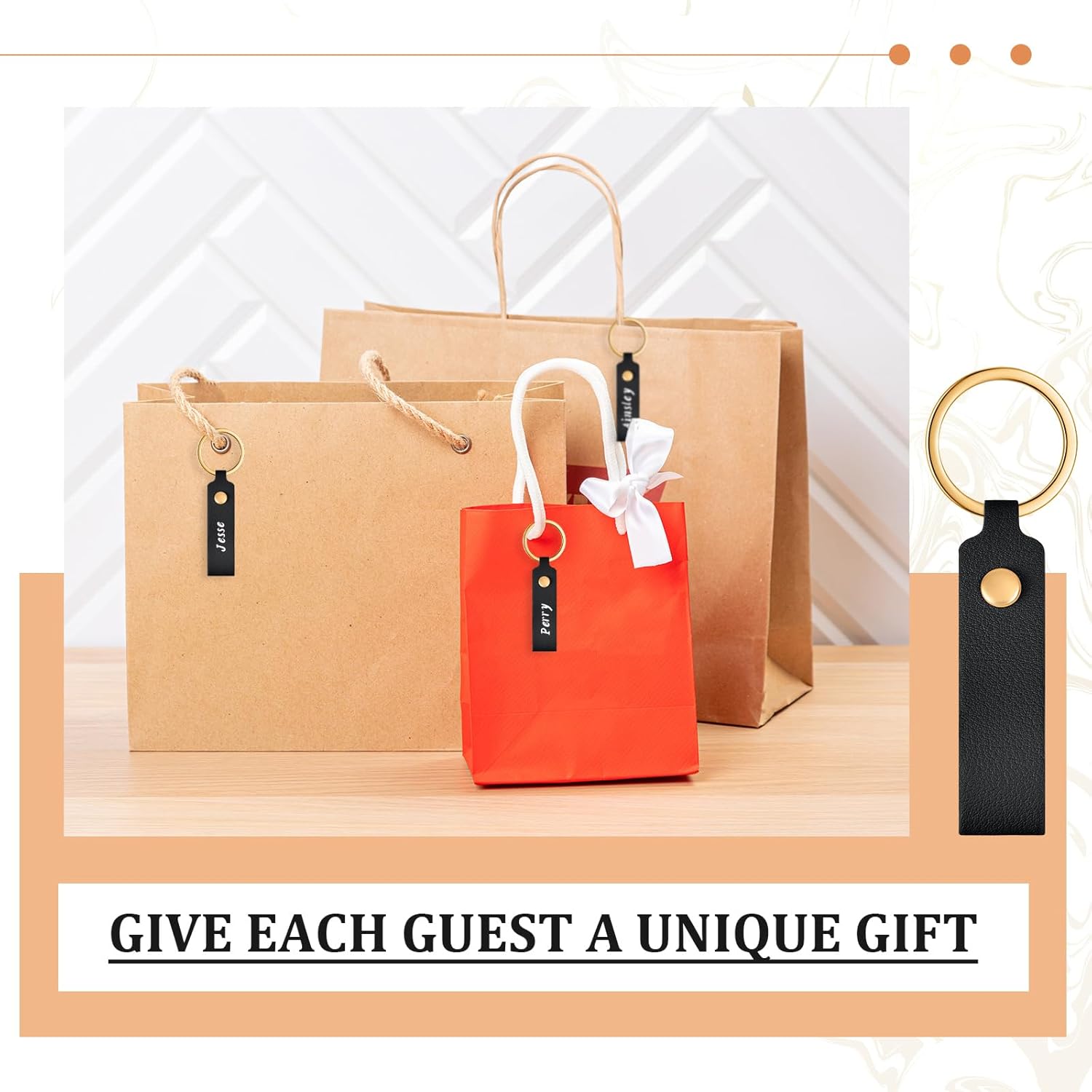 PU Leather Keychain Blanks Bulk Laser Engraving Blanks Keychain Kit with Key Rings for DIY Key Chains Craft