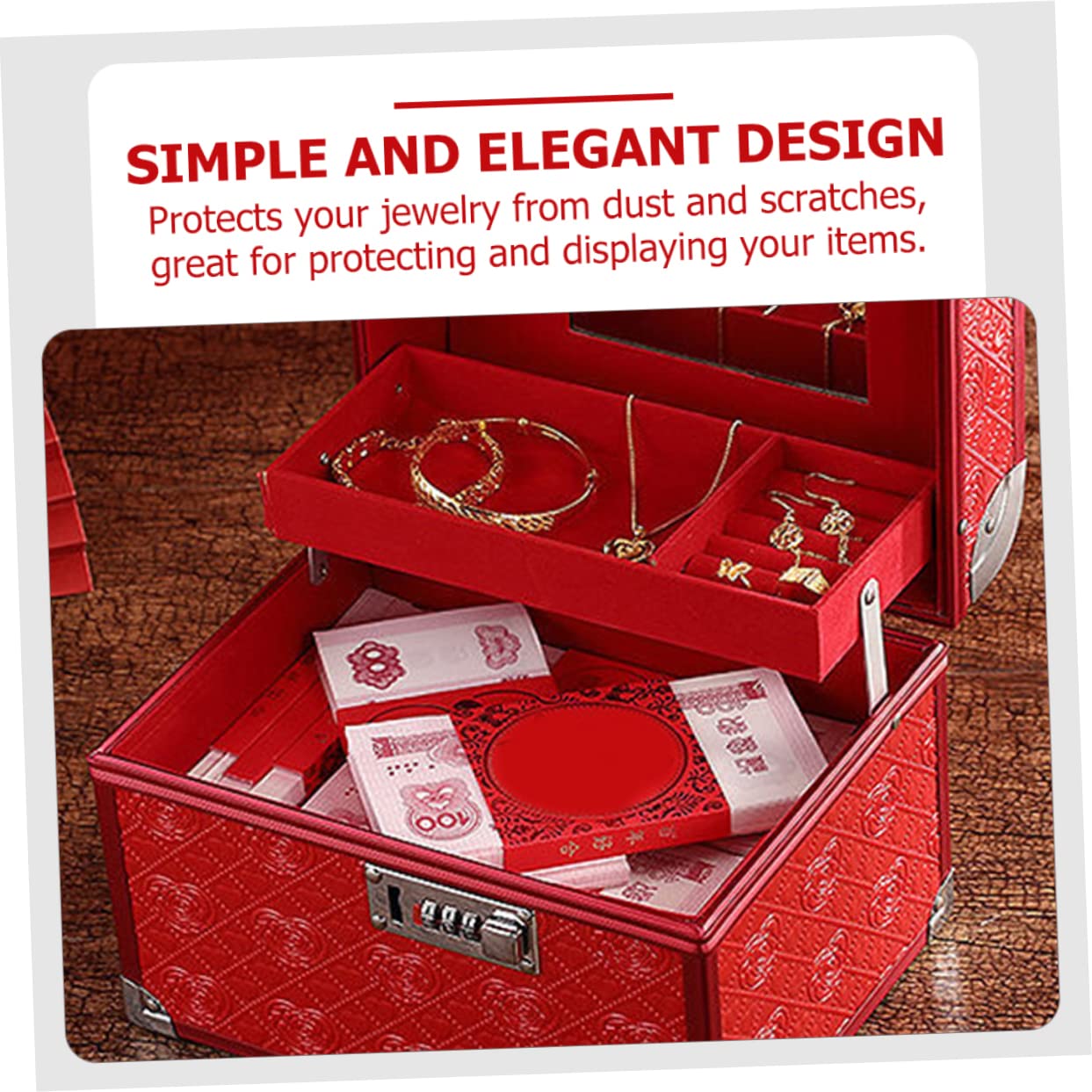 Caja De Joyería Vintage Para Bodas Estuche De Almacenamiento De Joyas Cerradura De Código Caja De Para Collares Pulseras y Pendientes