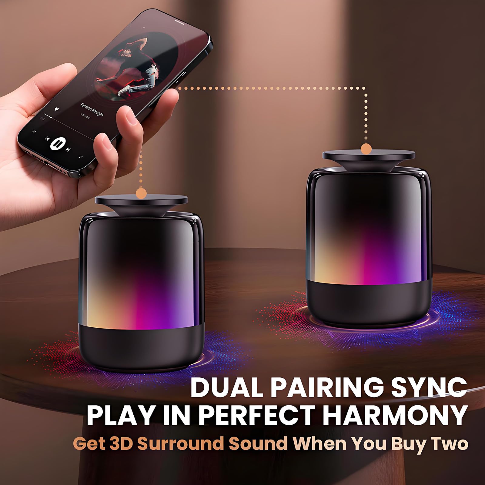 Altoparlante magnetico Bluetooth, altoparlante magnetico con luce RGB da 600 mAh, supporto magnetico per telefono N52, set di luce notturna da 12 ore, suono a 360°, tipo C, scheda TF