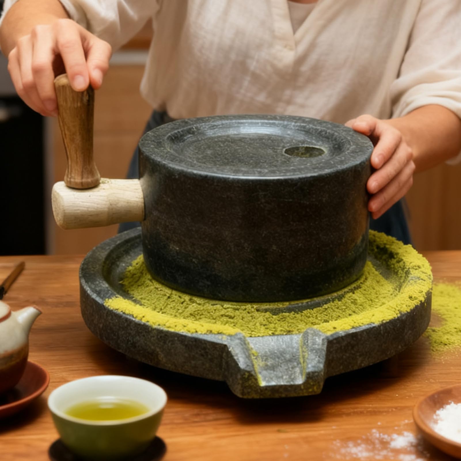 Molino De Piedra Para Granos Molino Manual De Polvo De Piedra | Molinillo para Procesamiento de Horneado Para Cocina Restaurante Repostería Café Harina Pimienta Sal Frutos Secos y Hogar