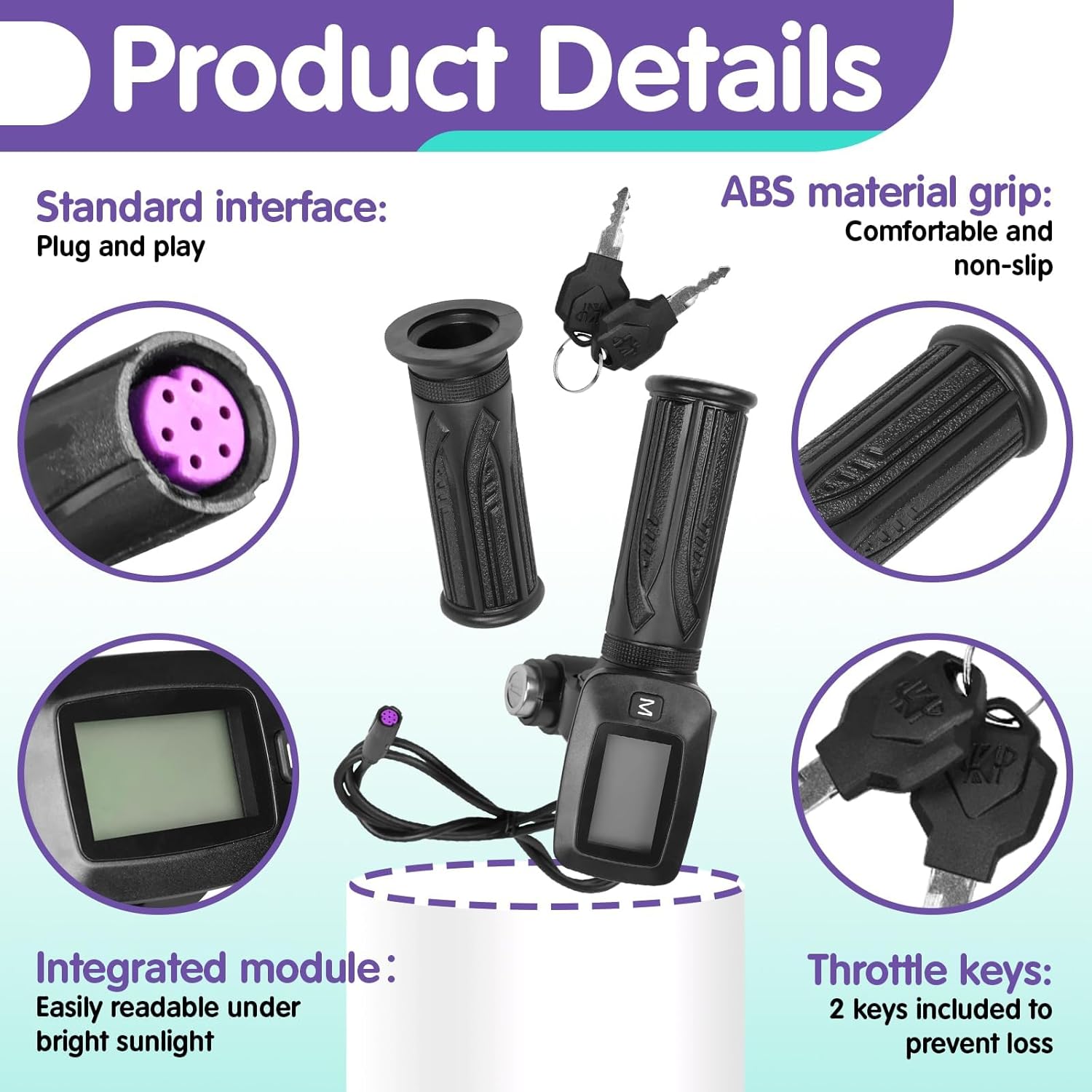 48V Throttle Integrated Display with M Button Compatible with Tutto Tutti Soleil 01 Electric Dirt Bike, Note This Button (with M) is Not Compatible with The One (Without M)