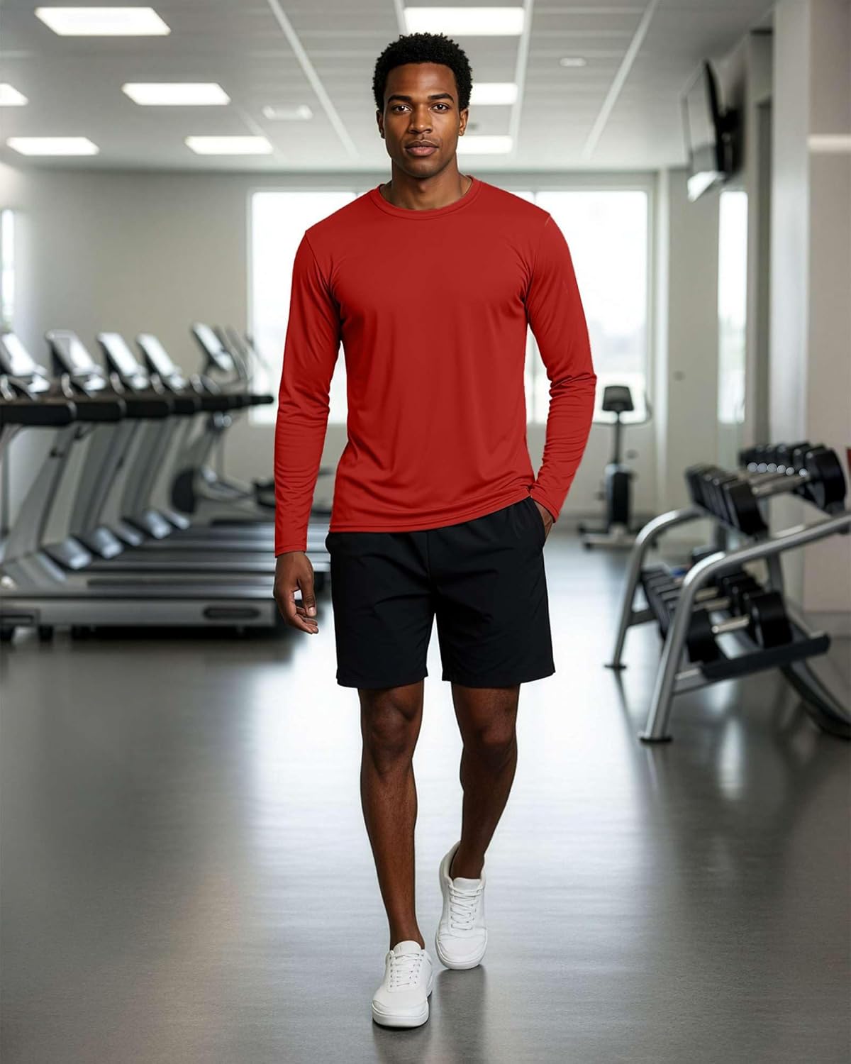 Real Essentials 4 Pack: Mens Long Sleeve Dry Fit T Shirts Hiking Fishing Workout Gym Work Sun UPF 50 Wicking Running Tee