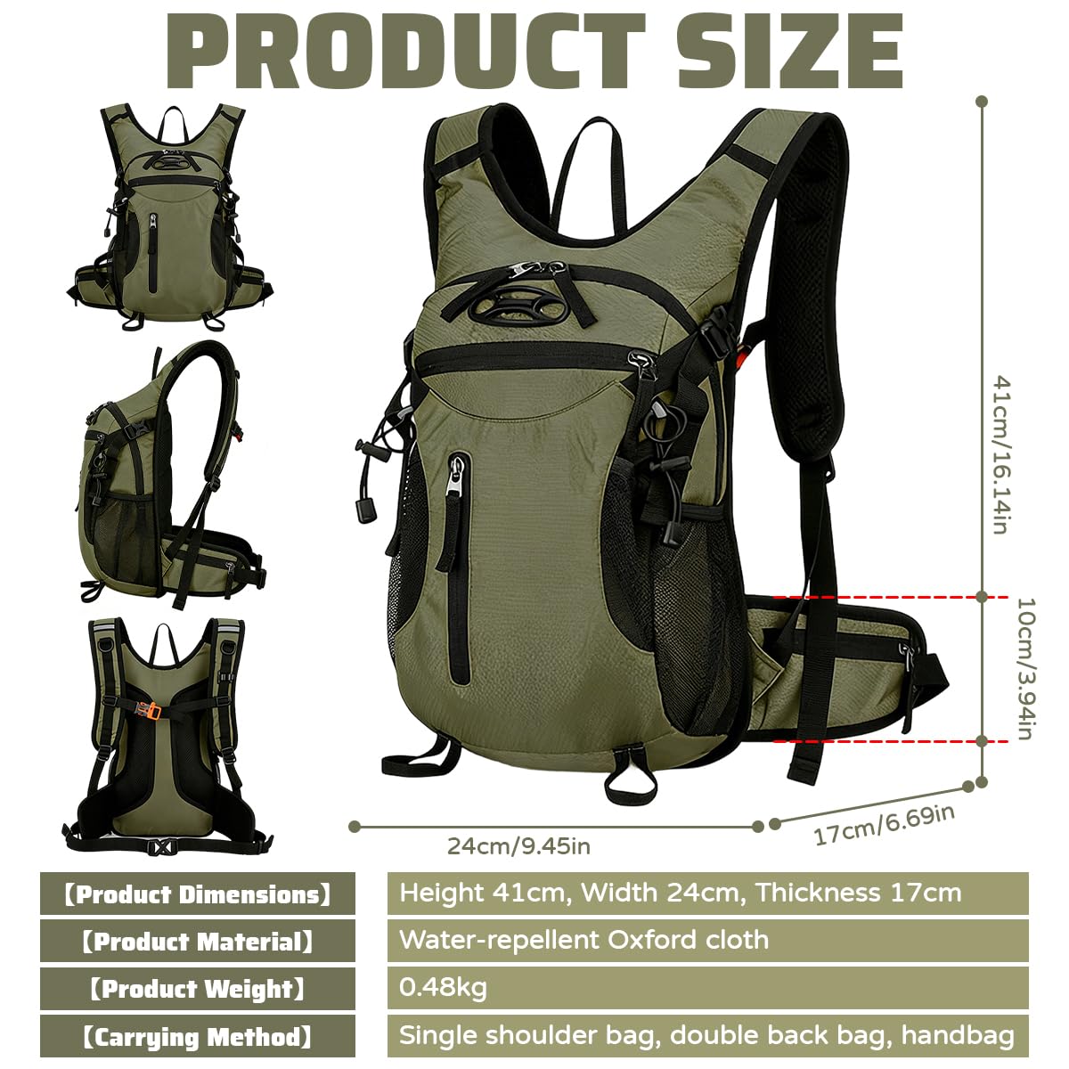 Mochila Senderismo 15 L Mochila Montaña Pequeña Transpirable con Correa de la Cintura Ajustables Mochila Ciclismo Ligera para Viajes Camping Running Ciclismo Deportes al Aire Libre