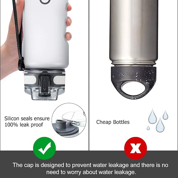 ADORIC Sports Water Bottle 1L,BPA Free Tritan Non-Toxic Plastic Sport Water Cup, Durable Leak Proof Water Bottle with Filter, Flip Top