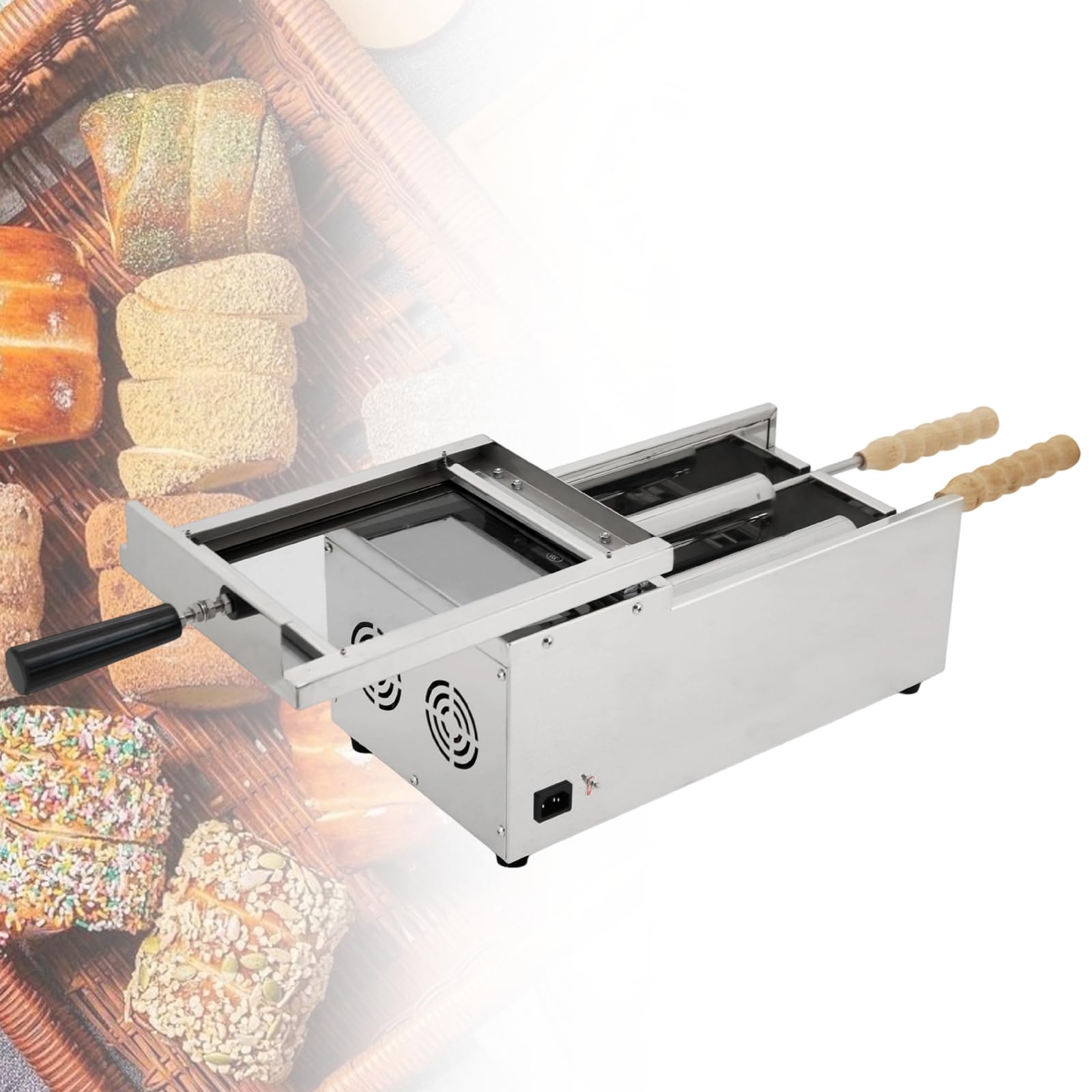 Xjymposium Ice Cream Cone And Chimney Cake Roll Maker, Commercial Chimney Cake Oven W/2 Baking Rollers, Temp Adjust 50°C~300℃ For Restaurant