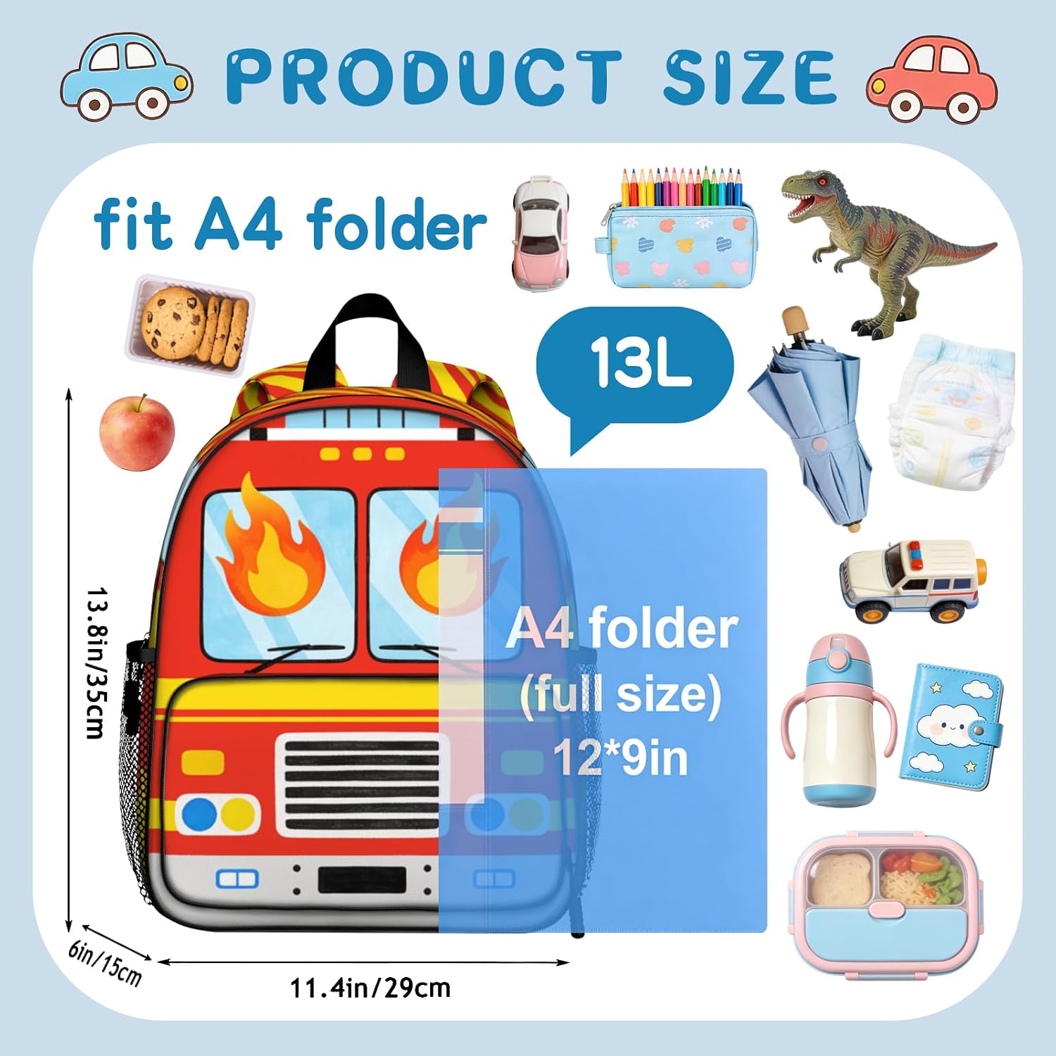 Ambulance School Backpack For Boys Toddler Bookbag Child School Bag Kindergarten Elementary Toddler Bag Gift Ideas Backpack for Boys Girls Bookbag for Kids Toddlers Casual Travel image 2