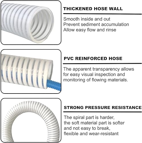 Miniatura 10 de Manguera de repuesto para piscina de 1 12 pulgadas, manguera de PVC de conexión de bomba de filtro de piscina para piscinas sobre el suelo, manguera
