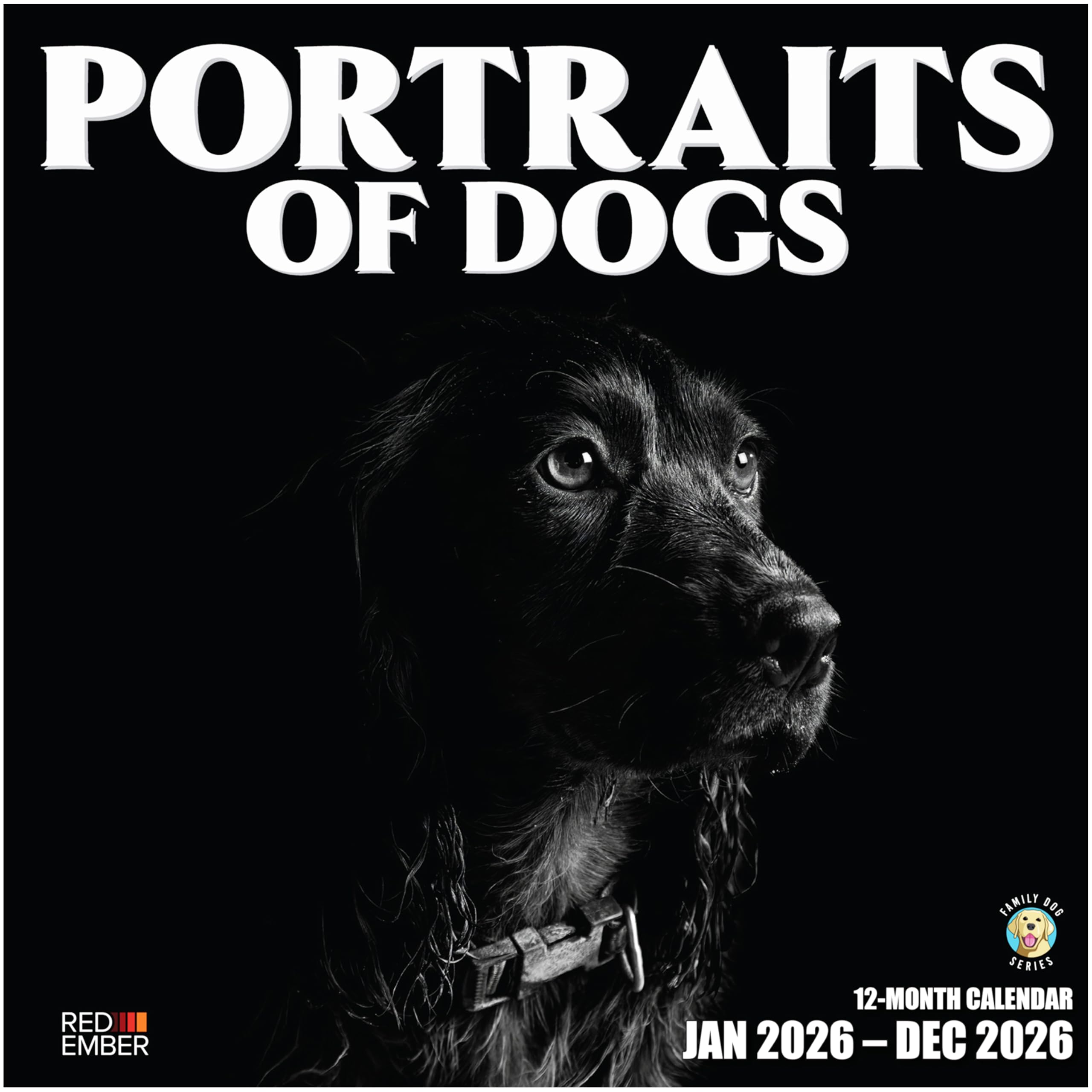 RED EMBER Portraits of Dogs 2026 Wall Calendar 12 Month | 12" x 24" Open | Thick &amp; Sturdy Paper | Giftable | Art Cute Puppy Dog Calendar 2026