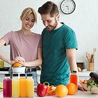 Vista 2 de WOKAV Botellas de plástico de 8 onzas con tapas, botellas de jugo para bebidas, botellas reutilizables para jugo casero, leche, exprimir y otras