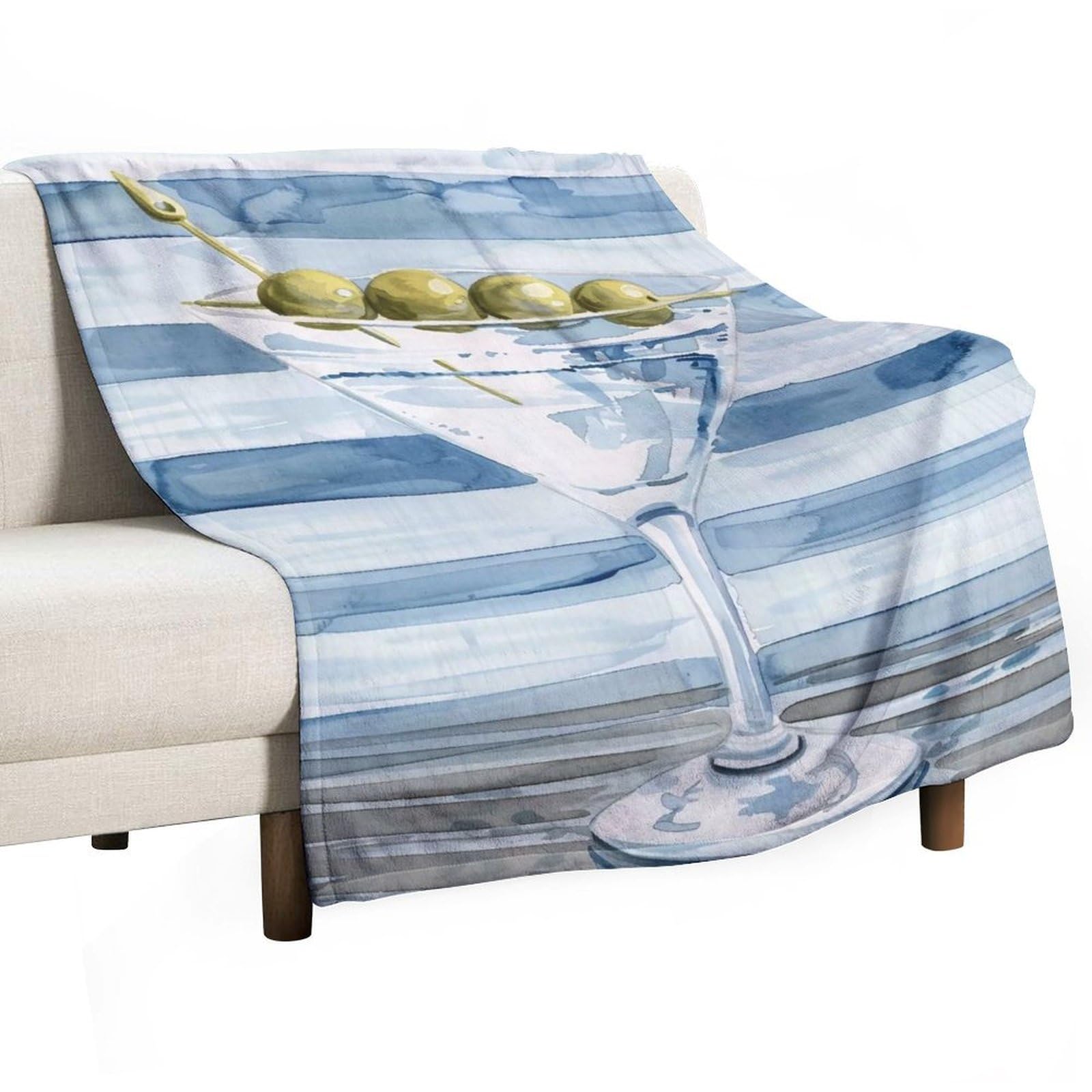YHGSREUOH Martini-Cocktail-Watercolor_03 Flannel Blankets Fleece Soft Throw Lightweight Plush Gifts for Couch, Bed, Cozy Sofa Plush, Chair, Lovers 138x175cm(55x70in)