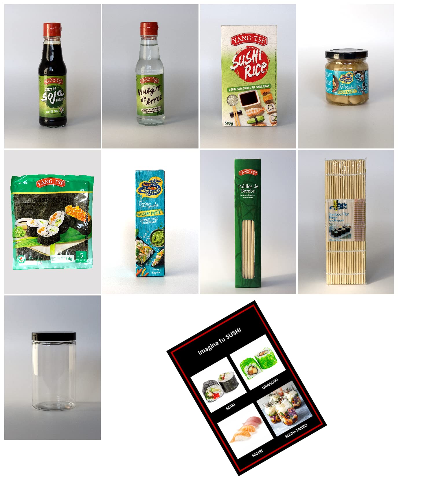 Regalo Original Gourmet para hacer Sushi 1,9 Kg 10 Ingredientes y Utensilios